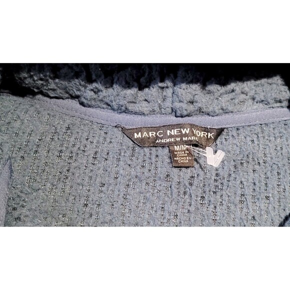 Mark New York Women's Size M Top Hoodie Faux Fur Sweater Blue - Picture 3 of 6